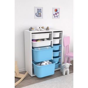 Dulap multifunctional, Estella, Zen 2D2K6U, PAL, Alb/Albastru imagine