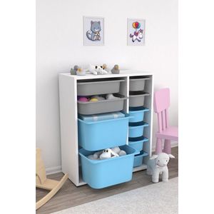 Dulap multifunctional, Estella, Zen 2D2K6U, PAL, Alb / Gri / Albastru imagine