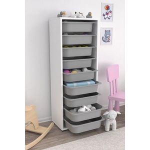 Dulap multifunctional, Estella, Zola 9N, PAL, Alb/Gri imagine