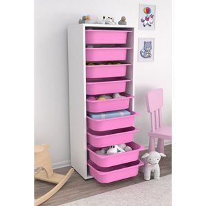 Dulap multifunctional, Estella, Zola 9N, PAL, Alb/Roz imagine