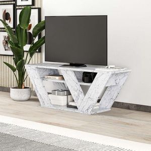 Comoda TV, Homitis, Pipralla, 110x40x30 cm, PAL, Marmura Carrara imagine