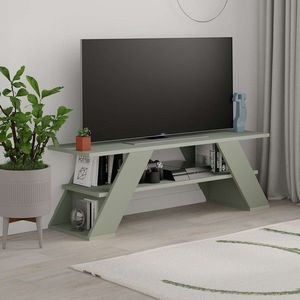 Comoda TV, Homitis, Farfalla, 120x40x33 cm, PAL, Verde cenusiu imagine