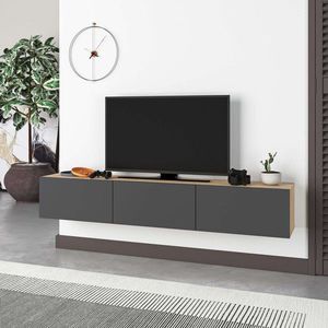Comoda TV, Homitis, Francy 180, .180x30x30 cm, PAL, Stejar safir / Antracit imagine
