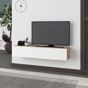 Comoda TV, Homitis, Francy 135, 135x25x31 cm, PAL, Stejar Safir / Alb imagine