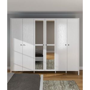 Dulap pentru haine, Cordelia, FRN-20020, 261x215x59 cm, PAL, Maro/Alb imagine