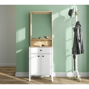 Cuier de perete, Cordelia, FRN-20078, 63x190x38 cm, PAL, Maro/Alb imagine