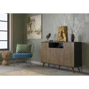 Consola, Cordelia, FRN-9004-1, 140x91x35 cm, PAL, Lemn / Negru / Pin Atlantic imagine