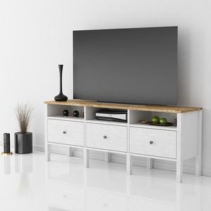 Comoda TV, Cordelia, FRN-10003, 150x57x35 cm, PAL, Maro/Alb imagine