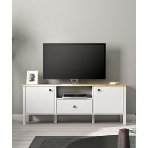 Comoda TV, Cordelia, FRN-20057, 150x58x35 cm, PAL, Maro/Alb imagine