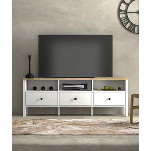 Comoda TV, Cordelia, FRN-20055, 160x58x35 cm, PAL, Maro/Alb imagine