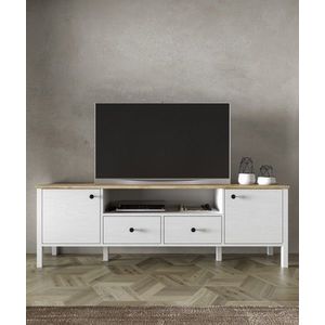 Comoda TV, Cordelia, FRN-20056, 180x58x35 cm, PAL, Maro/Alb imagine