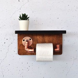 Raft de perete, Evila Originals, Cop056, 29x16x14 cm, Lemn, Nuc / Rose Gold imagine
