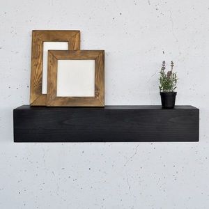 Raft de perete, Evila Originals, Raf286, 13x60x11 cm, Lemn masiv, Negru imagine