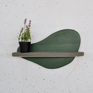 Raft de perete, Evila Originals, Meh226, 35x20x11 cm, Placaj, Verde închis / Gri imagine