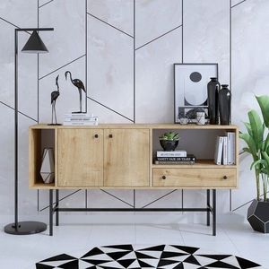 Consola, Elegance, Freya, 150x80x40 cm, PAL, Stejar safir / negru imagine