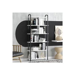 Corp biblioteca, Elegance, Roza, 78x170x22 cm, PAL, Alb/Negru imagine