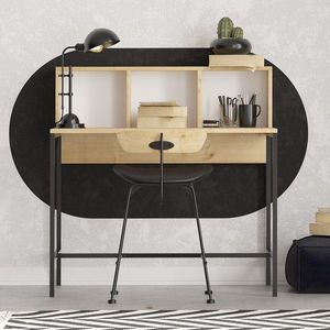 Birou, Elegance, Dustin, 100x102x60 cm, PAL, Stejar safir / negru imagine