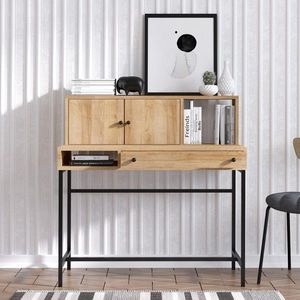 Birou, Elegance, Jodie, 100x103x60 cm, PAL, Stejar safir / negru imagine