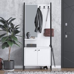 Cuier de perete, Elegance, Lole, 74x170x35 cm, PAL, Alb/Negru imagine
