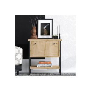 Noptiera, Elegance, Valery, 55x57x31 cm, PAL, Stejar safir / negru imagine