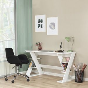 Birou, Comforty, Lungo, 140x73x60 cm, PAL, Alb imagine