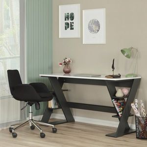 Birou, Comforty, Lungo, 140x73x60 cm, PAL, Antracit/Alb imagine