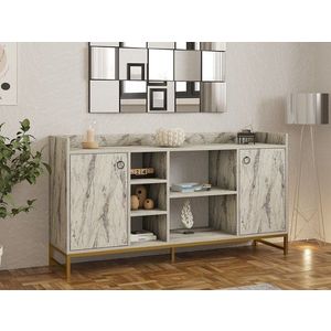 Consola, Puqa Design, Vuslat, 160x85x40 cm, PAL, Marmura Freesia imagine