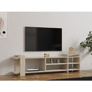 Comoda TV, Puqa Design, Zeyna, 156x40x29 cm, PAL, Travertin imagine