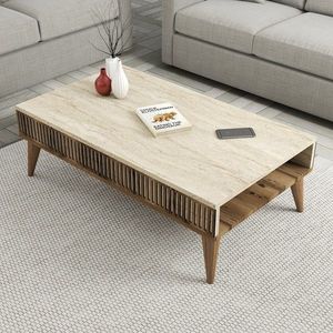 Masuta de cafea, Hommy Craft, Milan, 105x35x60 cm, PAL, Nuc / Travertin imagine