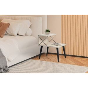 Noptiera, Kalune Design, Cross, 50x55x40 cm, PAL, Travertin / Negru imagine