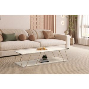 Masuta de cafea, Kalune Design, Labranda, 120x30x50 cm, PAL, Travertin / Auriu imagine