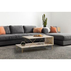 Masuta de cafea, Kalune Design, Loire, 100x40x50 cm, PAL, Travertin / Auriu imagine
