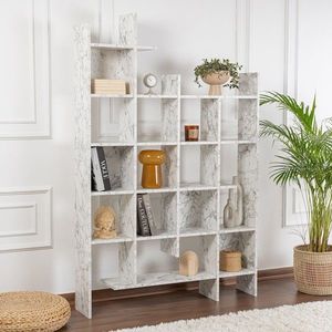 Corp biblioteca, Decortie, Manco, 122x188x25 cm, PAL, Marmura Carrara imagine