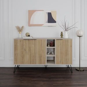 Consola, Decortie, Clara, 142x83x35 cm, PAL, Gresie / Stejar imagine