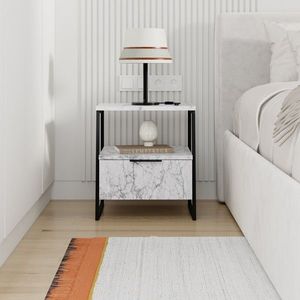 Noptiera, Decortie, Pal, 45x50x40 cm, PAL, Marmura Carrara imagine