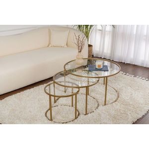Set masute de cafea, Nordure, Aurum, Sticla temperata, Auriu / Transparent imagine