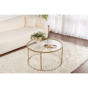 Masuta de cafea, Nordure, Aurum, Sticla temperata, Auriu / Transparent imagine