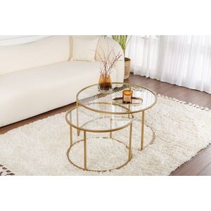 Set masute de cafea, Nordure, Aurum, Sticla temperata, Auriu / Transparent imagine