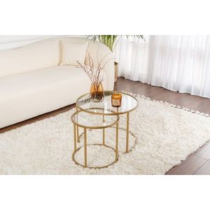 Set masute de cafea, Nordure, Aurum, Sticla temperata, Auriu / Transparent imagine