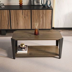 Masuta de cafea, Zena Home, Monaco, 91x40x47 cm, PAL, Nuc / Negru imagine