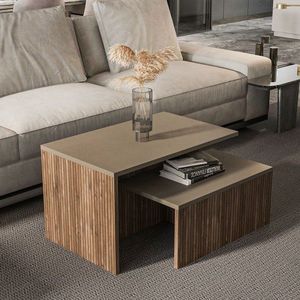 Set masute 2 piese, Zena Home, Twins, PAL, Gri deschis / Stejar imagine