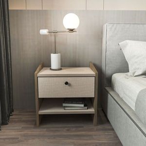 Noptiera, Zena Home, Berlin, 45x45x35 cm, PAL, Nuc / Bej imagine