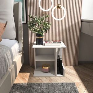 Noptiera, Zena Home, Karamira, 45x45x35 cm, PAL, Alb imagine