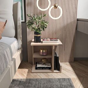 Noptiera, Zena Home, Karamira, 45x45x35 cm, PAL, Bej imagine