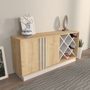 Bufet, Zena Home, Luna, 148x70x40 cm, PAL, Stejar Safir / Alb imagine