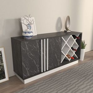 Bufet, Zena Home, Luna, 148x70x40 cm, PAL, Alb/Negru imagine