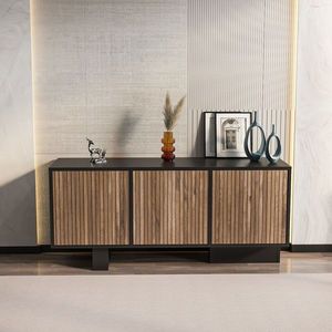 Bufet, Zena Home, Monaco, 150x51 cm, PAL, Negru / Nuc deschis imagine