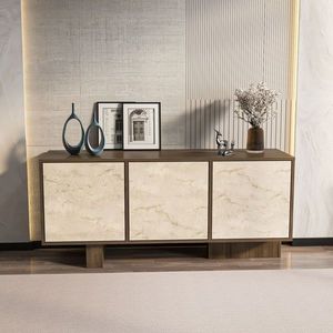 Bufet, Zena Home, Monaco, 150x51 cm, PAL, Nuc / Travertin imagine