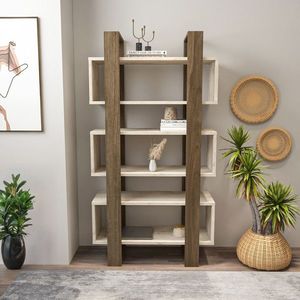Corp biblioteca, Zena Home, Reina, 80x150x.29 cm, PAL, Nuc / Travertin imagine