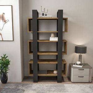Corp biblioteca, Zena Home, Reina, 80x150x.29 cm, PAL, Nuc / Antracit imagine